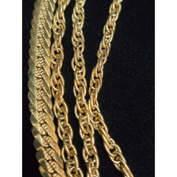 Vintage Monet Five-Strand Goldtone Necklace - Picture 3 of 5